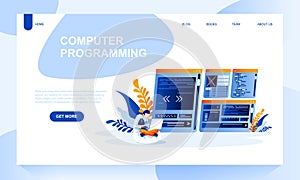 Computer programing vector landing page template