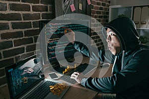 Computer programmer man using bad data virus