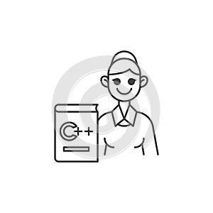 Computer programmer teacher line icon
