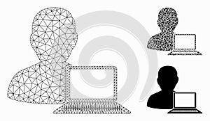 Computer Programmer Vector Mesh Wire Frame Model and Triangle Mosaic Icon