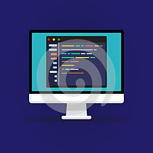 Computer programming, application programming interface API. laptop or coding php. vector concept illustration