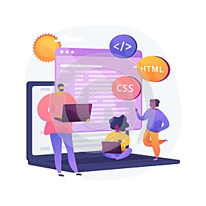Computer programming camp abstract concept vector illustration.