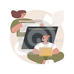 Computer programming camp abstract concept vector illustration.