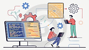 Computer programming, coding, software development, technology, IT, Vector Design, Generative AI