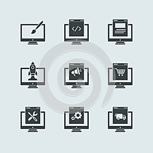 Computer Programming Icons Set Programmer Developer Stock Filled Icon Set Vector