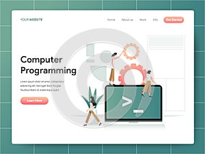 Computer Programming Illustration Concept. Modern design concept of web page design for website and mobile website.Vector