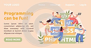 Computer programming. Landing page. Web design. Program coder team. Software agency. Professional website engineer