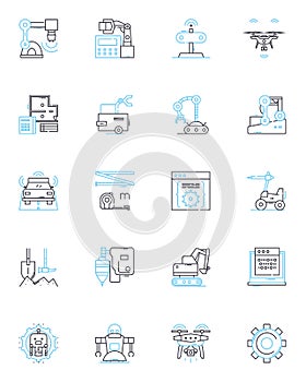 Computer programming linear icons set. Code, Syntax, Debugging, Algorithms, Functions, Variables, Loops line vector and