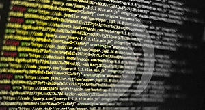 Computer programming source code.Abstract computer script source code background.Html code developing a screen.Web or application