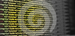 Computer programming source code.Abstract computer script source code background.Html code developing a screen.Web or application