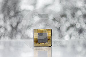 Computer Prossesor Chip On Blurred Background