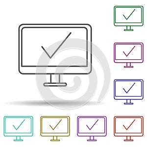 Computer protected multi color icon. Simple thin line, outline vector of security icons for ui and ux, website or mobile