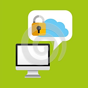 Computer protection cloud icon design