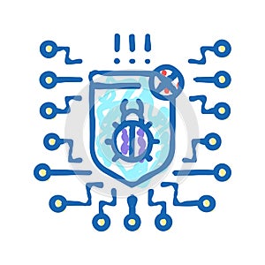 computer protection program anti-virus icon doodle illustration