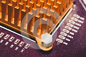 Computer radiator abstract macro background. processor cooling system