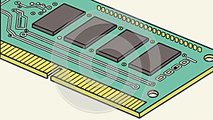 Computer RAM chip, tech hardware and memory component. vector design Generative AI