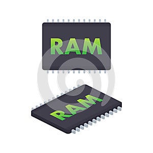 Computer Ram memory. Computer hardware components. Vector stock illustration.