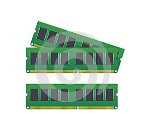 Computer Ram memory. Computer hardware components. Vector stock illustration.