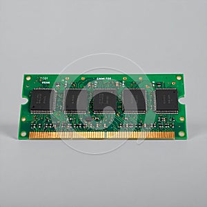Computer RAM Memory Module Component on Gray Background