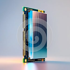 Computer RAM Memory Module with Green Circuit Board and Gold Pins computer hardware