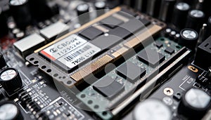 Computer RAM memory module, tech hardware, Stock Photo, Generative AI