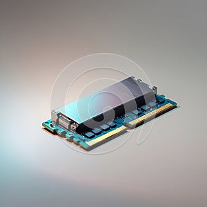 Computer RAM module with metallic heat spreader and blue circuit board memory technology