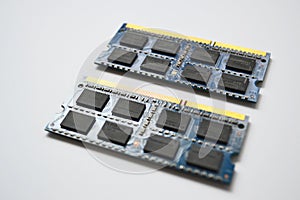 Computer RAM modules, isolated on a white background.