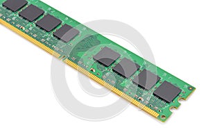 Computer RAM, system, main memory, random access memory, onboard, computer detail, close-up, high resolution, isolated on white