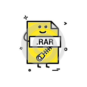 Computer rar file format type icon vector design