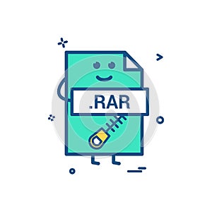 Computer rar file format type icon vector design