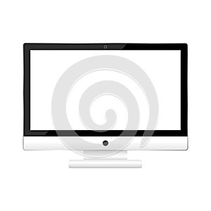 Computer realistic display vector illustration. Empty screen computer monitor