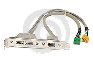 A computer rear mounting bracket with universal serial bus ports and firewire port