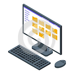 Computer remote access icon, isometric style