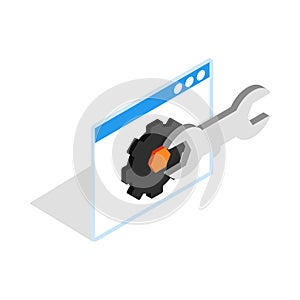 Computer repair icon, isometric 3d style