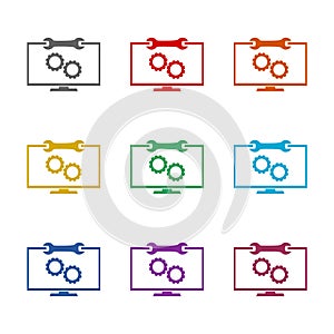 Computer repair, service icon isolated on white background. Set icons colorful