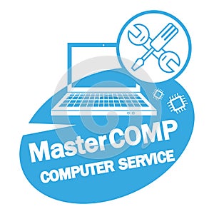 Computer repair service. Laptop with screwdriver and wrench.