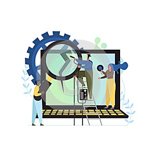 Computer repair service, vector flat style design illustration