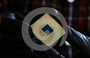 Computer Repairman Holding Pc Processor