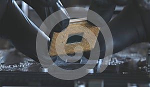 Computer Repairman Holding Pc Processor