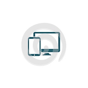 Computer responsive icon and simple flat symbol for website,mobile,logo,app,UI