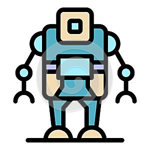 Computer robot icon color outline vector