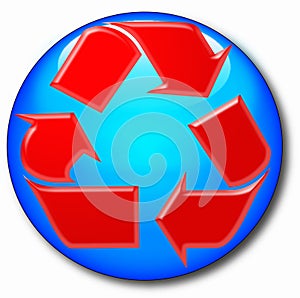 Computer round icon with recycle symbol