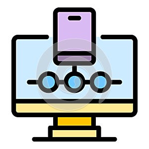 Computer safe authentication icon color outline vector