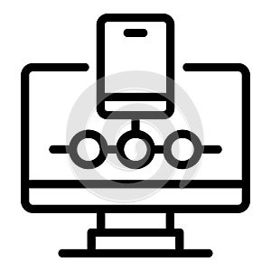 Computer safe authentication icon, outline style