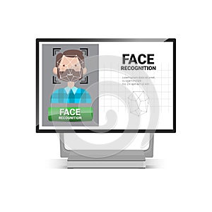 Computer Scanning User Male Face Identification Technology Access Control System Biometrical Recognition Concept