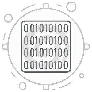 Computer science icon with binary code numbers representing digital data and programming