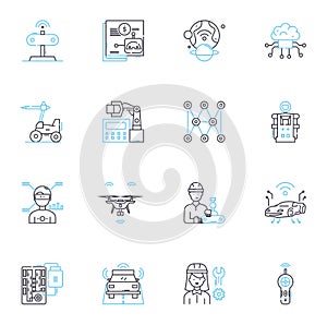 Computer Science linear icons set. Algorithm, Binary, Compiler, Cybersecurity, Database, Debugging, Encryption line