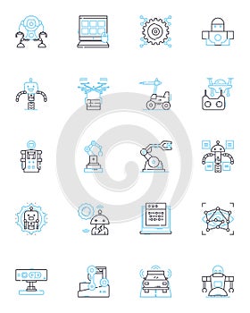 Computer Science linear icons set. Algorithm, Binary, Compiler, Cybersecurity, Database, Debugging, Encryption line