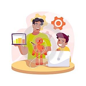 Computer science tutor isolated cartoon vector illustration.