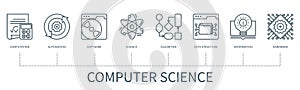 Computer science vector infographic in minimal outline style